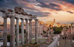 Roman Forum in Rome at dusk