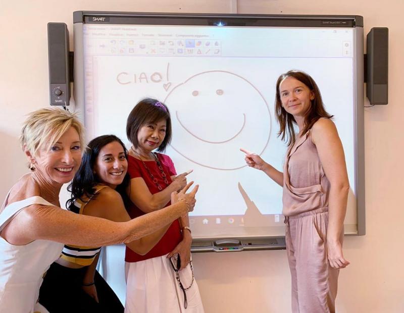 Teacher and students at Laboling language school in Sicily