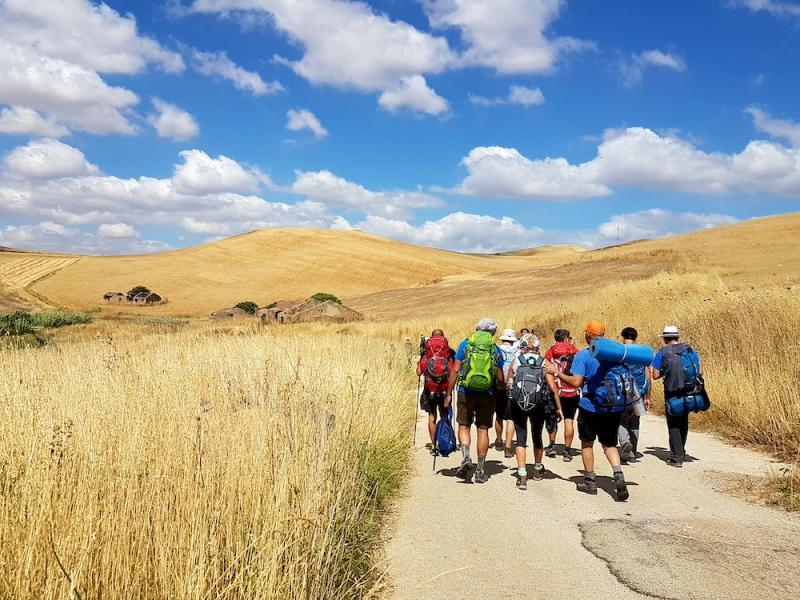 Walkers on the Magna Via Francigena route in Sicily