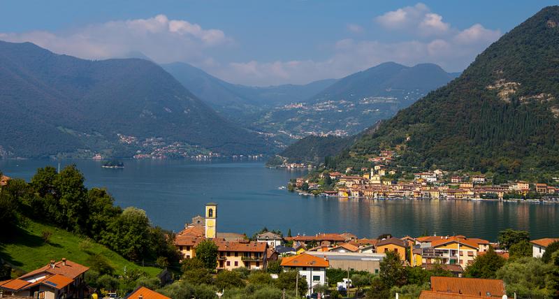 Aerial view of Lake Iseo Italy