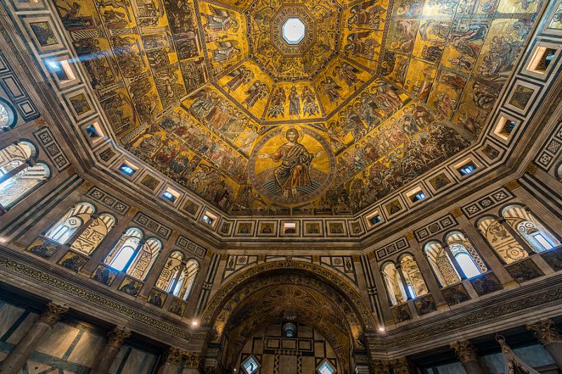 Mosaics covered roof of Baptistery in Florence