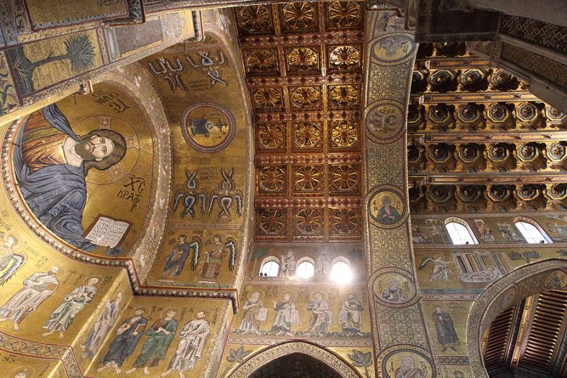 The mosaics inside Monreale's Cathedral in Sicily