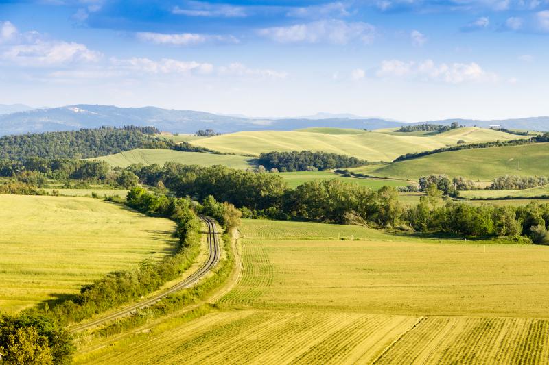 railway line in Tuscan countryside