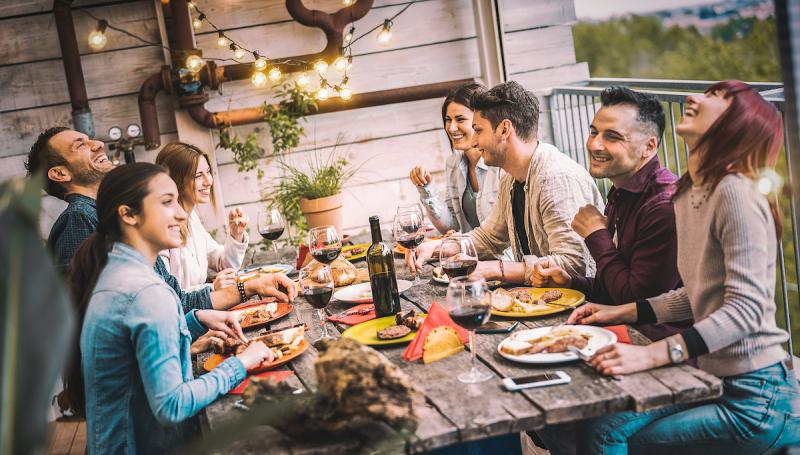 Young people dining