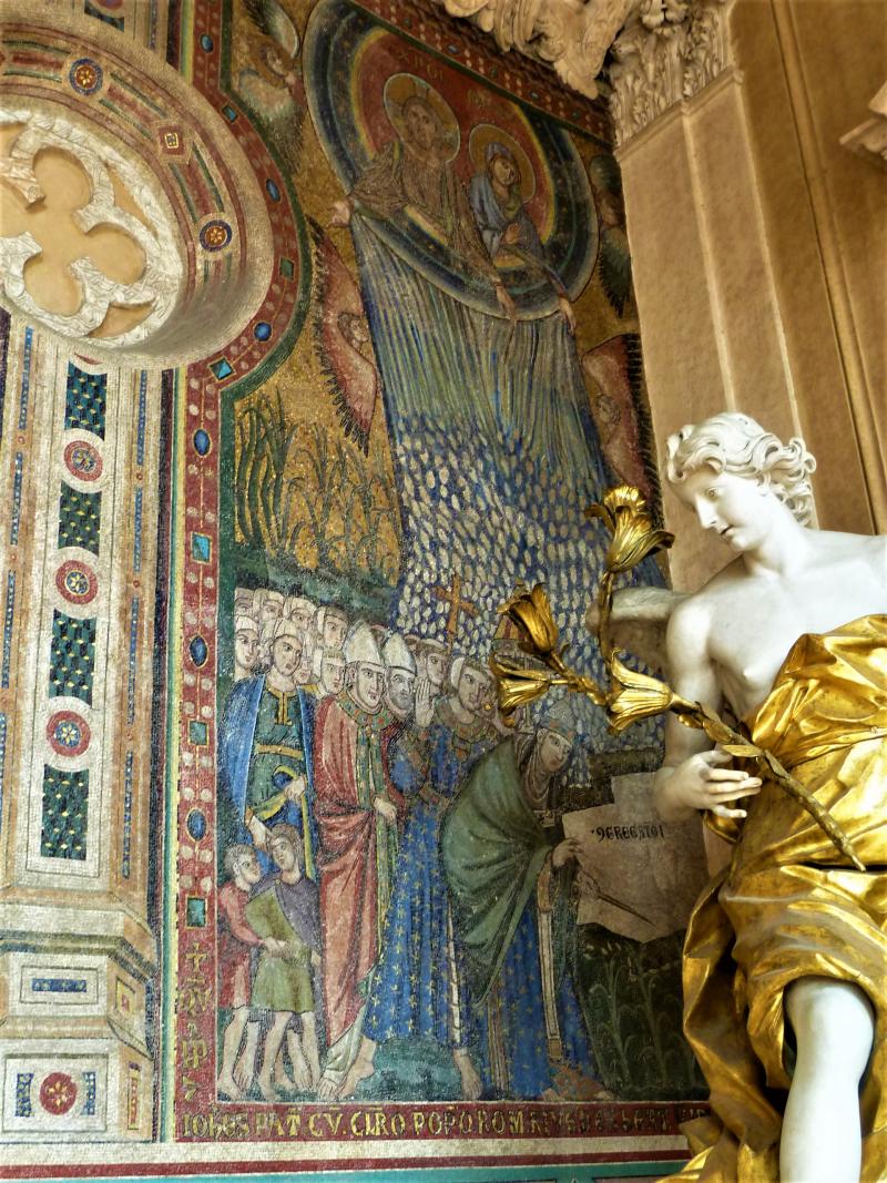 Mosaic depicting miraculous snowfall at the Basilica of Santa Maria Maggiore