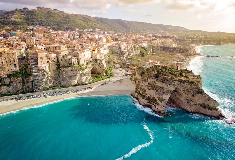 Panorama with beautiful italian town Tropea