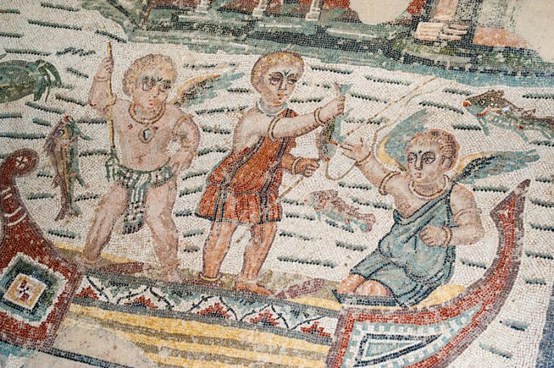 Cherubs fishing - Roman mosaics at Villa del Casale Sicily