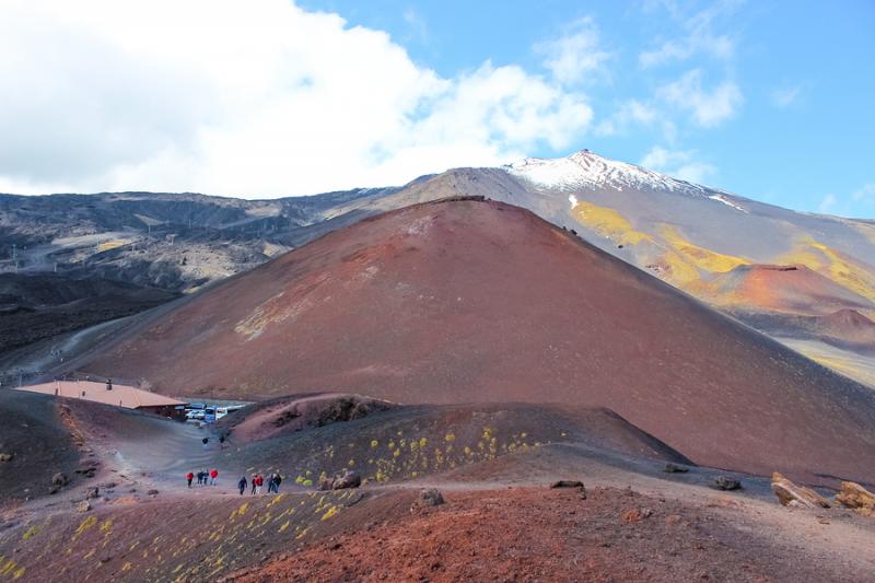 Walking on Mount Etna volcano in Sicily