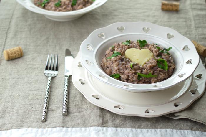 risotto in white bowl