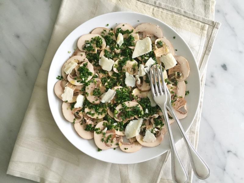 Mushroom Carpaccio with Gremolata and Shaved Parmigiano