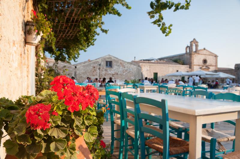 View of picturesque Marzamemi, fishing village in Sicily